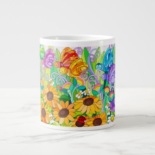 Ladybug Garden-Schmetterlinge Jumbo-Tasse (Vorderseite)