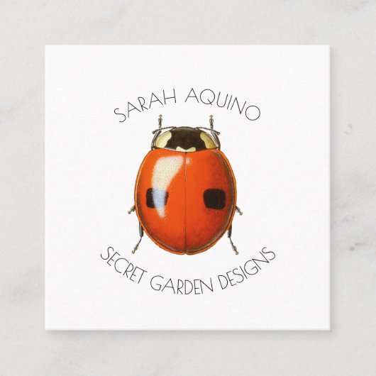 Ladybug Gardener oder Landschaftsdesigner Quadratische Visitenkarte (Vorderseite)