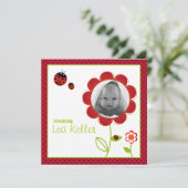 Ladybug Geburtsankündigungskarte Ankündigung (Stehend Vorderseite)