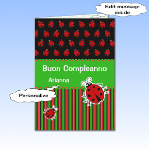 Ladybug Geburtstagskarte Italienische benutzerdefi Karte