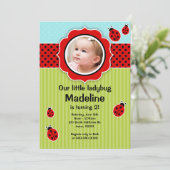 Ladybug Geburtstagspartei Einladung (Stehend Vorderseite)
