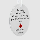 Ladybug Gedicht: Wünsche, Hugs und Viel Glück Ornament (Vorderseite)