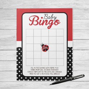 Ladybug Geschenk Bingo Baby Showspielpaket Notizblock
