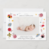 Ladybug Girl Baby Foto Geburtsankündigung Ankündigung (Vorderseite)