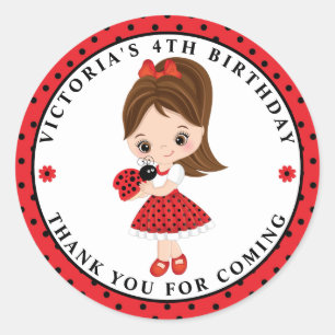 Ladybug Girl Birthday Classic Round Sticker