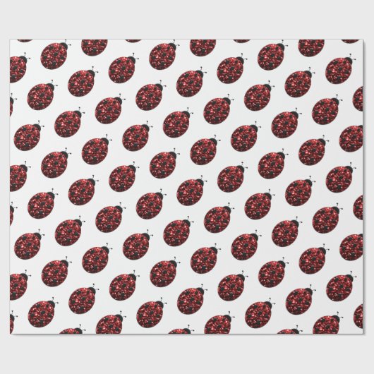 Ladybug Glitzer Glitzern rotes Muster auf weißes G Geschenkpapier (Flach)
