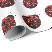 Ladybug Glitzer Glitzern rotes Muster auf weißes G Geschenkpapier (Rolleneckpunkt)