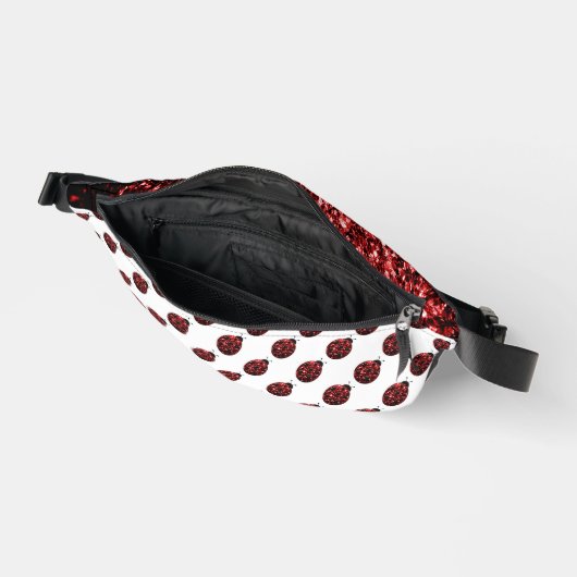 Ladybug Glitzern-Rot-Muster weiß Bauchtasche (Offen)