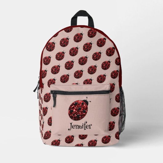 Ladybug Glitzern rote Muster Rosen rosa individuel Bedruckter Rucksack (Vorderseite)