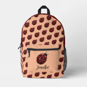 Ladybug Glitzern roter Musterpfirsichpfirk individ Bedruckter Rucksack (Vorderseite)