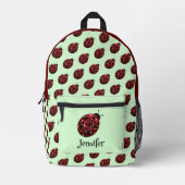 Ladybug Glitzern rotes Muster, grüner individuelle Bedruckter Rucksack (Vorderseite)