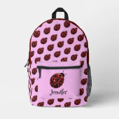 Ladybug Glitzern rotes Muster rosa individuelle Na Bedruckter Rucksack (Vorderseite)