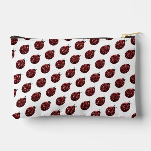 Ladybug Glitzern - Weißer individuelle Name Zubehörtasche (Rückseite)
