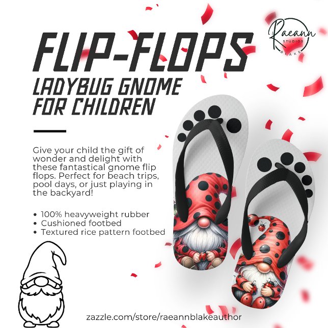 Ladybug Gnome Children's Flip Flops Kinderbadesandalen (Von Creator hochgeladen)