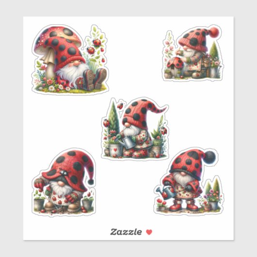 LadyBug Gnome Life Stickers Aufkleber (Blatt)