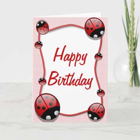 Ladybug Happy Birthday Card Karte (Vorderseite)