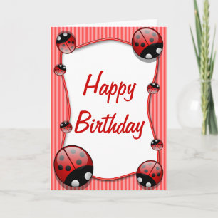 Ladybug Happy Birthday Card Karte