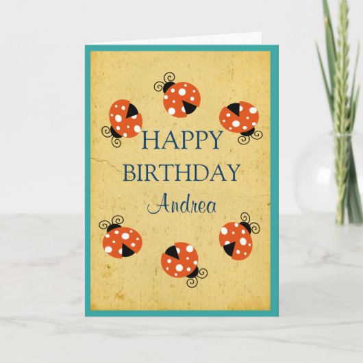 Ladybug Happy Birthday Karte (Vorderseite)