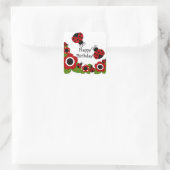 Ladybug Happy Birthday Square Sticker (Tasche)
