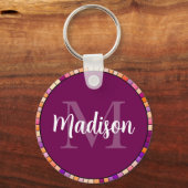 Ladybug-Hartglas-Monogramm und Name Schlüsselanhänger (Rückseite)