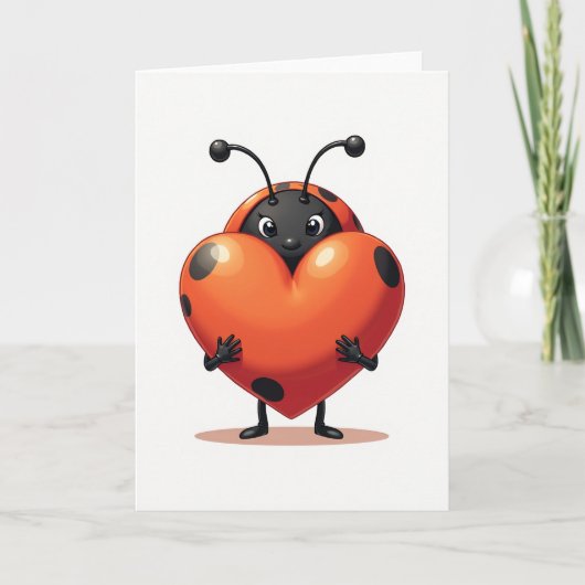 Ladybug Heart Love Card Karte (Vorderseite)