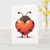 Ladybug Heart Love Card Karte (Gelbe Blume)