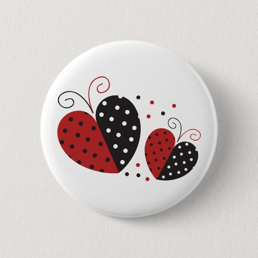 Ladybug Heart niedlich Button (Vorderseite)