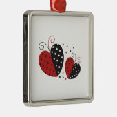 Ladybug Heart niedlich Silbernes Ornament (Rechts)
