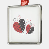 Ladybug Heart niedlich Silbernes Ornament (Links)