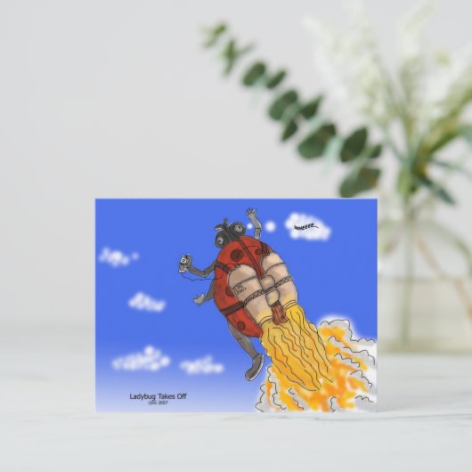 Ladybug hebt Postcard ab Postkarte (Stehend Vorderseite)