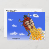 Ladybug hebt Postcard ab Postkarte (Vorne/Hinten)