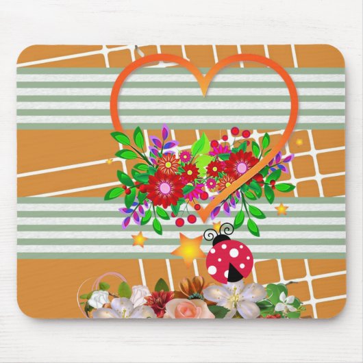 Ladybug Herz Blumenmousepad! Mousepad (Vorne)