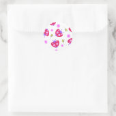 Ladybug Herzen. Runder Aufkleber (Tasche)