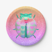 Ladybug Herzmuster niedlicher Glitzer Gürtel Pappteller (Vorderseite)