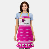 Ladybug Herzpunkt und Blume rosa Gelb Schürze (Getragen)