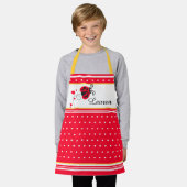 Ladybug Herzstück rot-gelber individuelle Name Schürze (Getragen)
