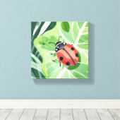 Ladybug | Hübsche Aquarellmalerei Leinwanddruck (Insitu (Holzboden))