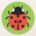 Ladybug Illustration Runder Pappuntersetzer<br><div class="desc">Ein freundlicher Ladybug,  der viel Glück bringt.</div>