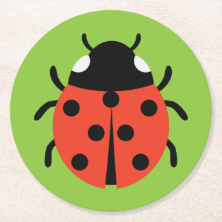 Ladybug Illustration Runder Pappuntersetzer