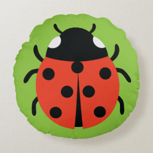 Ladybug Illustration Rundes Kissen