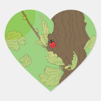 Ladybug im Frühjahr Herz-Aufkleber