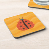 Ladybug im Herbst - orange gelbe Geometrie Untersetzer (Linke Seite)