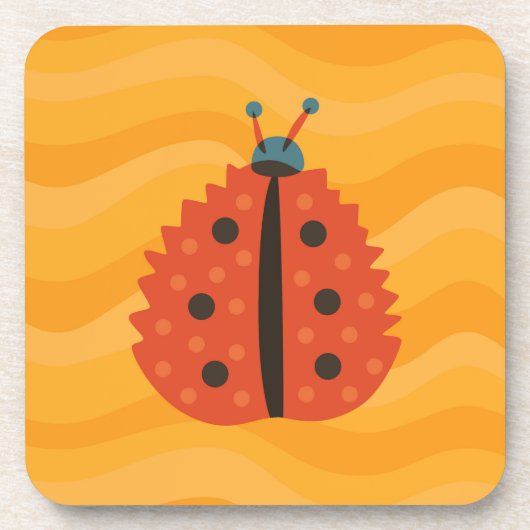 Ladybug im Herbst - orange gelbe Geometrie Untersetzer (Vorderseite)