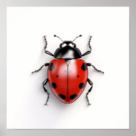 Ladybug im weißen Hintergrund Poster