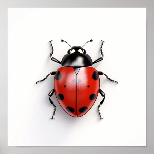 Ladybug im weißen Hintergrund Poster (Vorne)