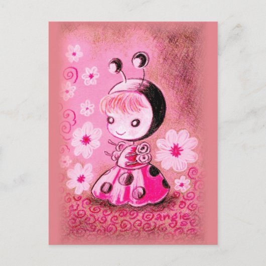Ladybug in einem Kleid Postkarte (Vorderseite)