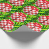 Ladybug in Gras Gingham Karo niedlich grün Geschenkpapier (Ecke)