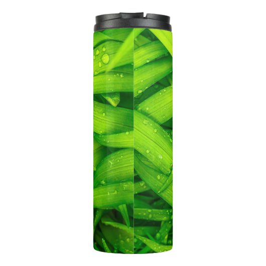 Ladybug in grünem Gras, roter Gingham-Karo niedlic Thermosbecher (Rückseite)