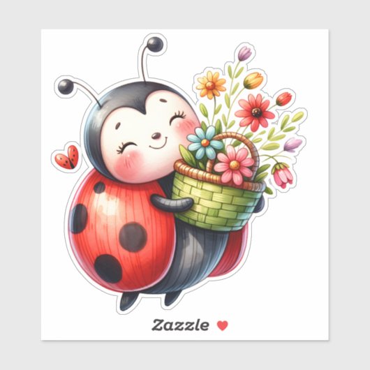 Ladybug in Liebe Sticker - Adorable Liebe Bug Deca (Blatt)