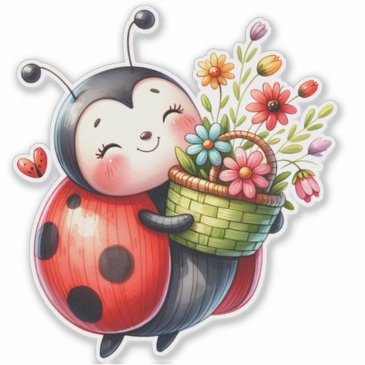 Ladybug in Liebe Sticker - Adorable Liebe Bug Deca (Vorderseite)